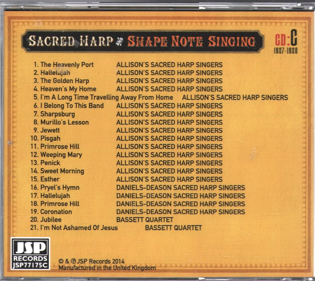 Various Artists - Sacred Harp And Shape Note Singing (1922-1950s) - Cd Set