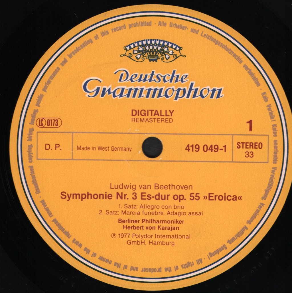 Herbert Von Karajan / Berlin Philharmonic Orchestra - Ludwig van Beethoven - Symphony No. 3 "Eroica" / Overture - "Leonore III" - Lp