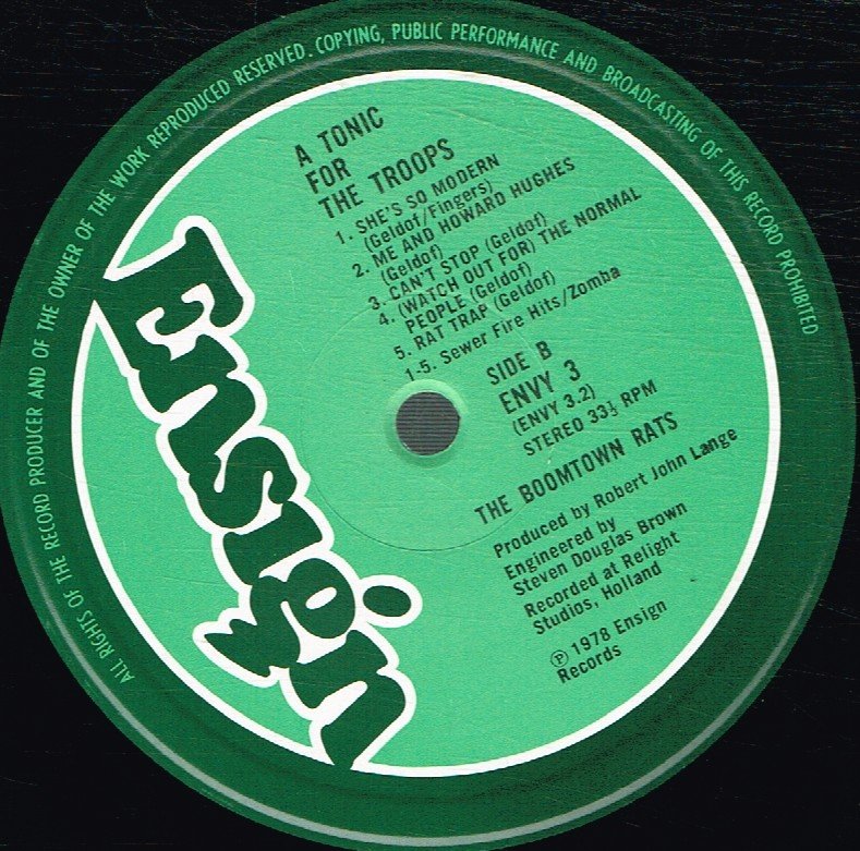 Boomtown Rats - A Tonic For The Troops - Lp