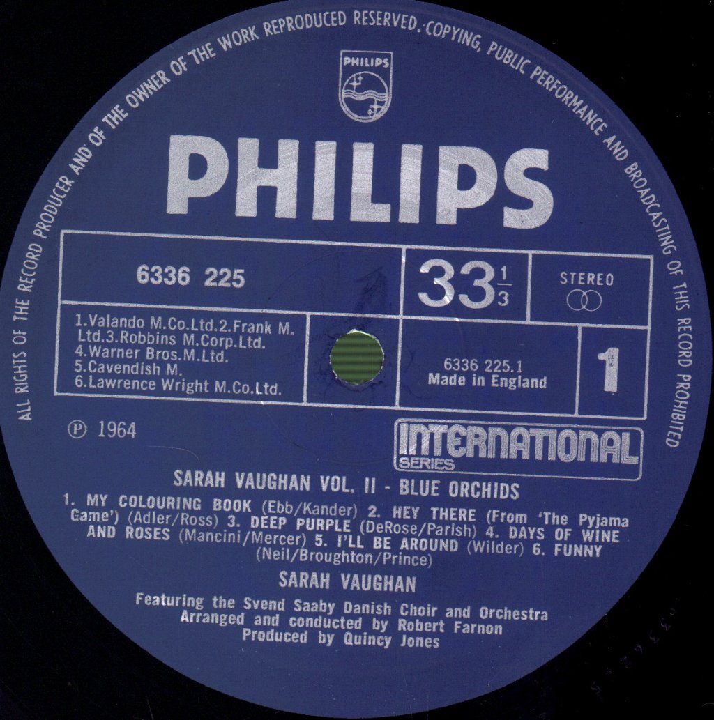 Sarah Vaughan - Sarah Vaughan Vol 2 (Blue Orchids) - Lp