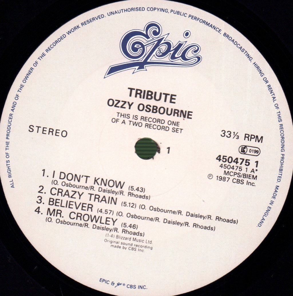Ozzy Osbourne/Randy Rhoads - Tribute - Double Lp