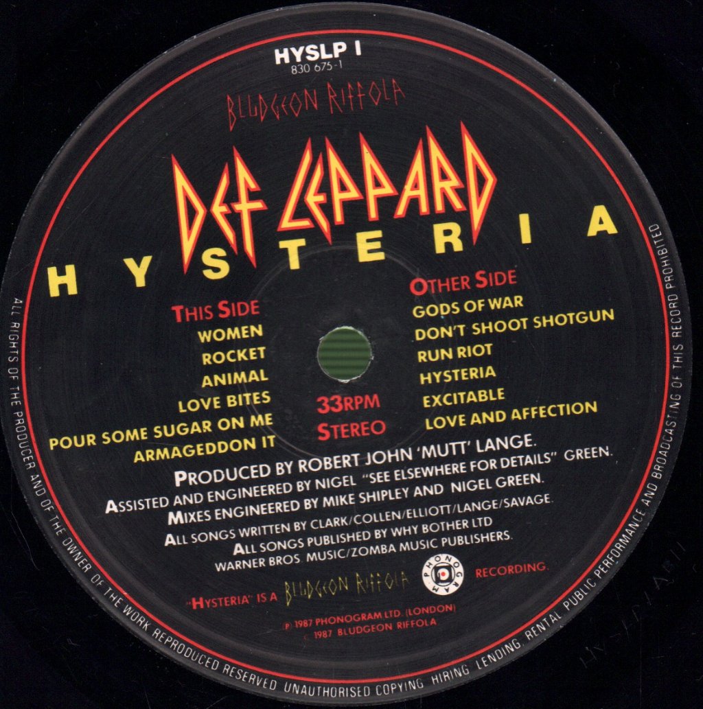 Def Leppard - Hysteria - Lp