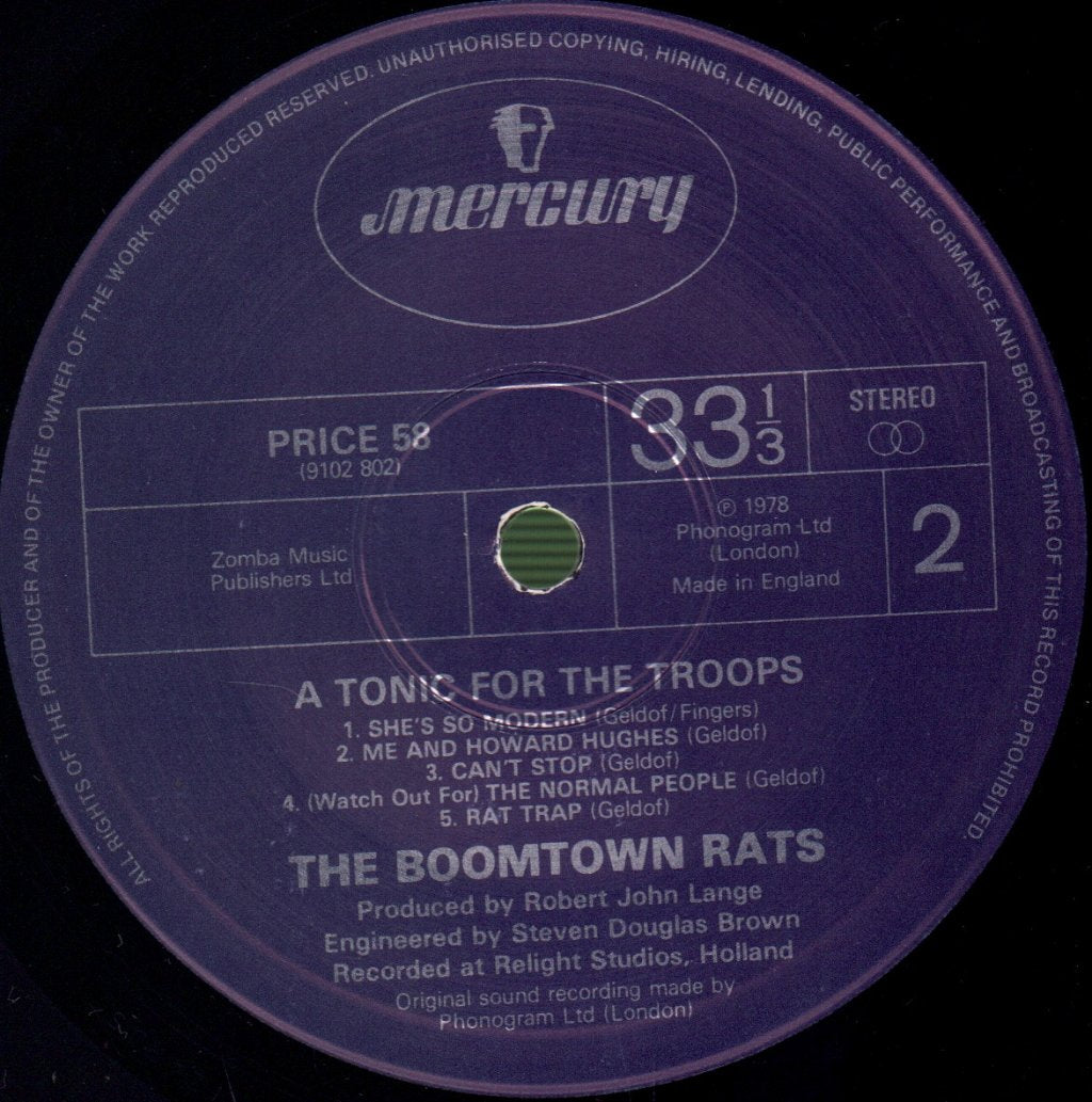 Boomtown Rats - A Tonic For The Troops - Lp