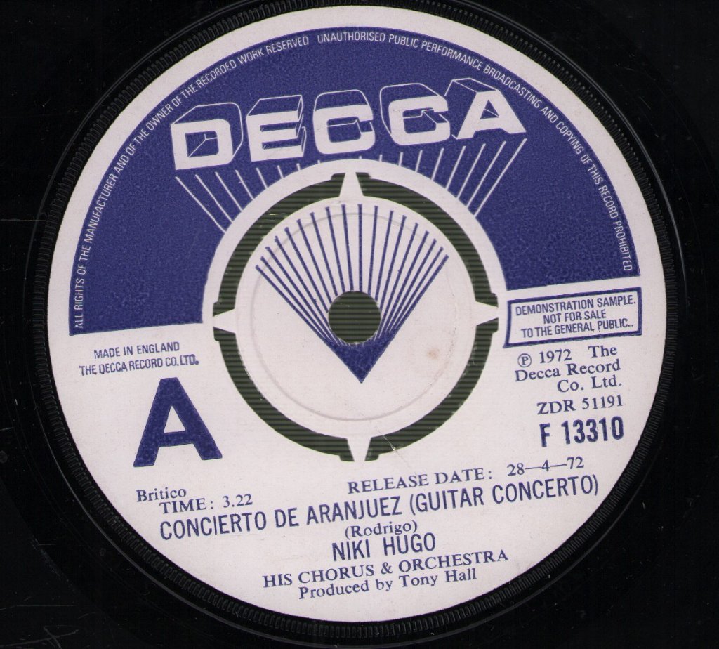 Niki Hugo - Concierto De Aranjuez - 7 Inch