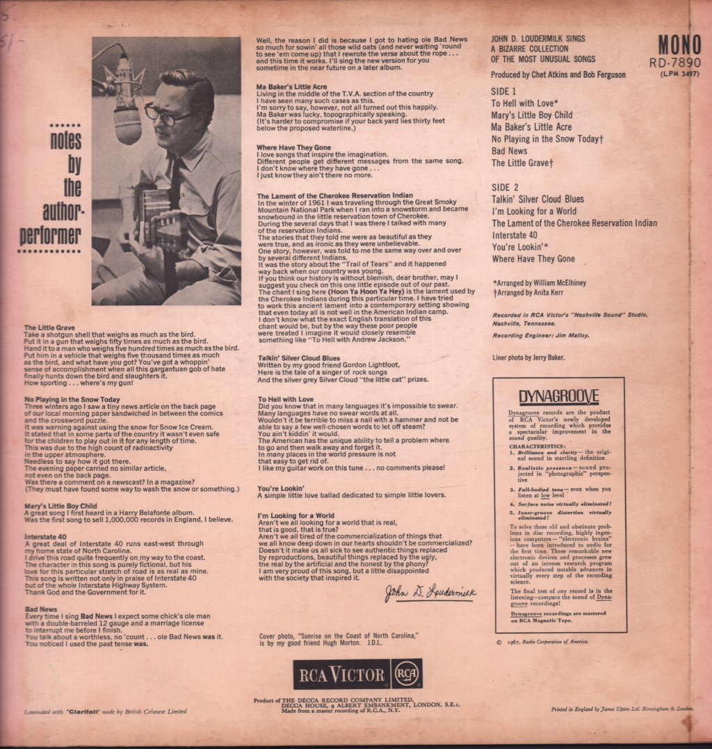 John D. Loudermilk - John D. Loudermilk Sings A Bizarre Collection Of The Most Unusual Songs - Lp