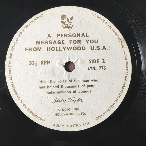 harry taylor - A Personal Message For You From Hollywood USA - 7 Inch