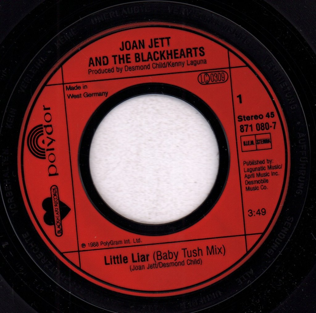 Joan Jett And The Blackhearts - Little Liar - 7 Inch