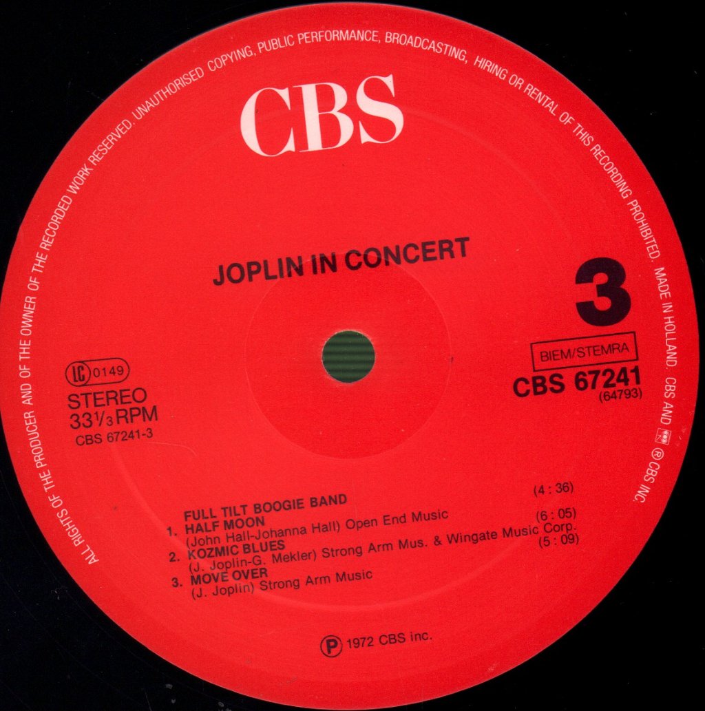 Janis Joplin - Joplin In Concert - Double Lp