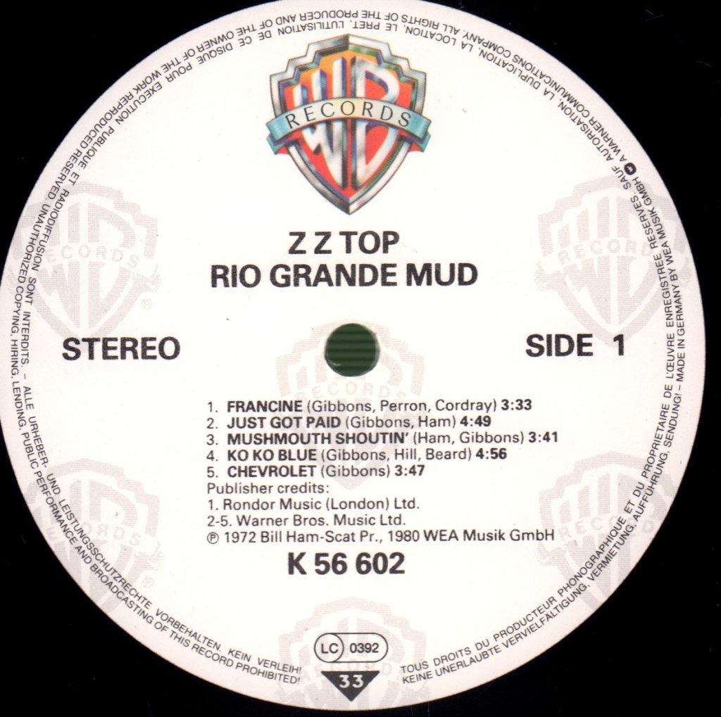 ZZ Top - Rio Grande Mud - Lp