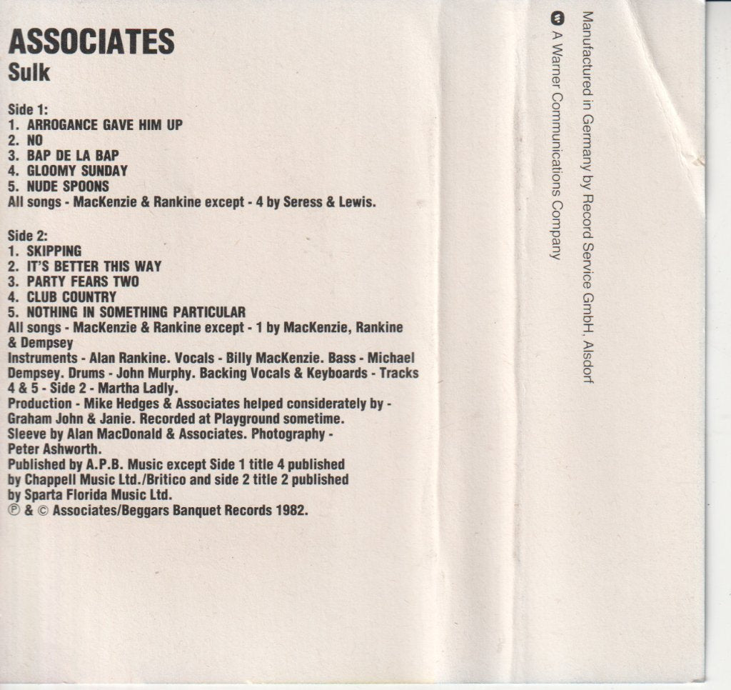 Associates - Sulk - Cassette