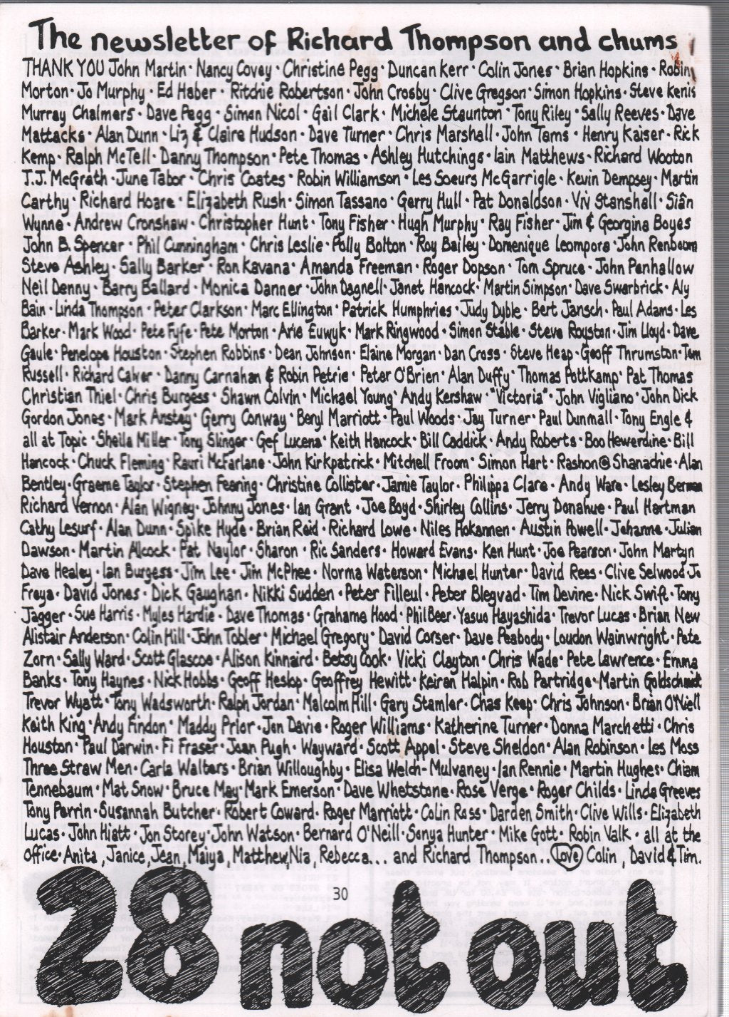 Richard Thompson - Hokey Pokey 28 - Autumn1992 - Fanzine