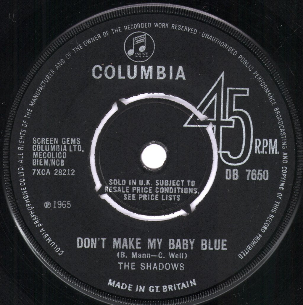 Shadows - Don't Make My Baby Blue - 7 Inch