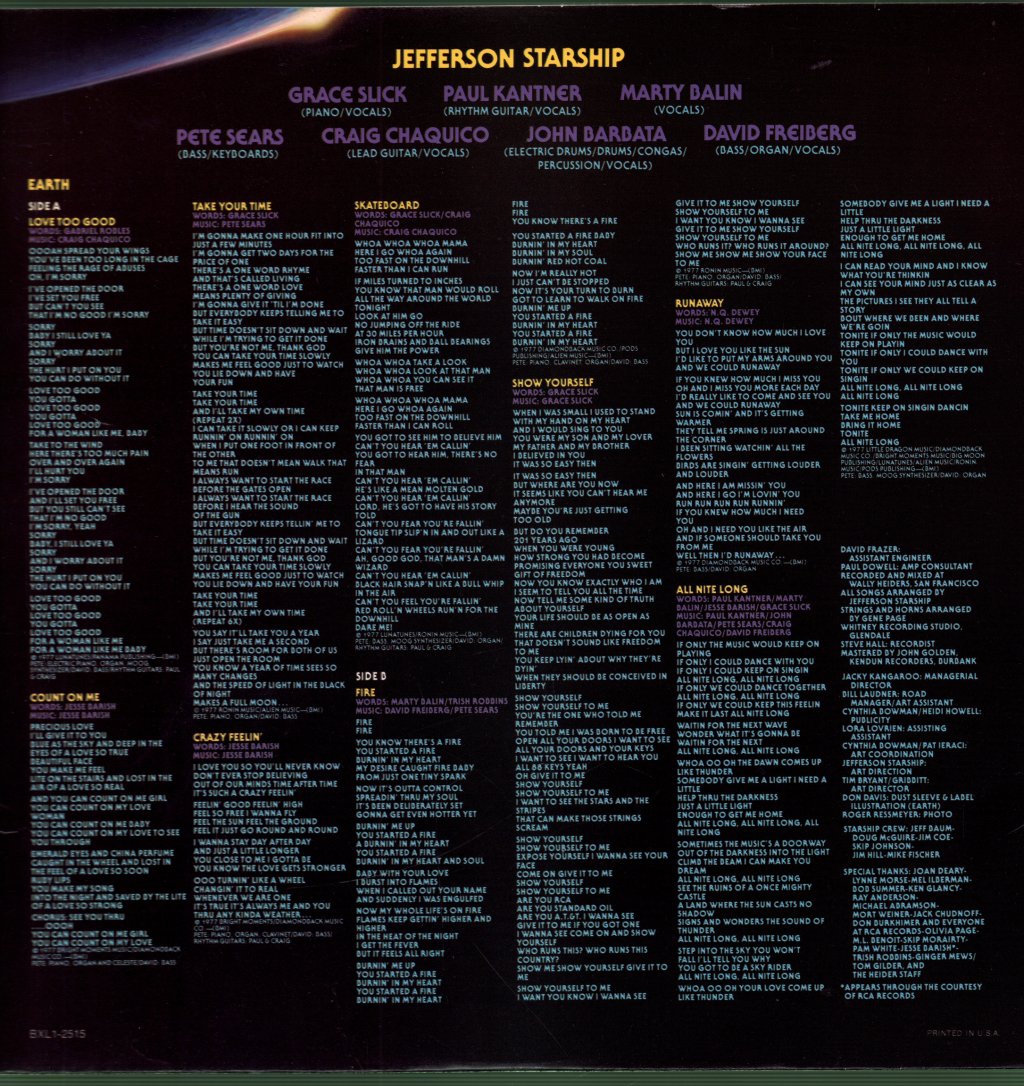 Jefferson Starship - Earth - Lp