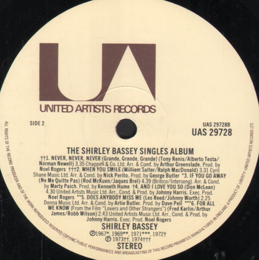 Shirley Bassey - Singles Album - Lp