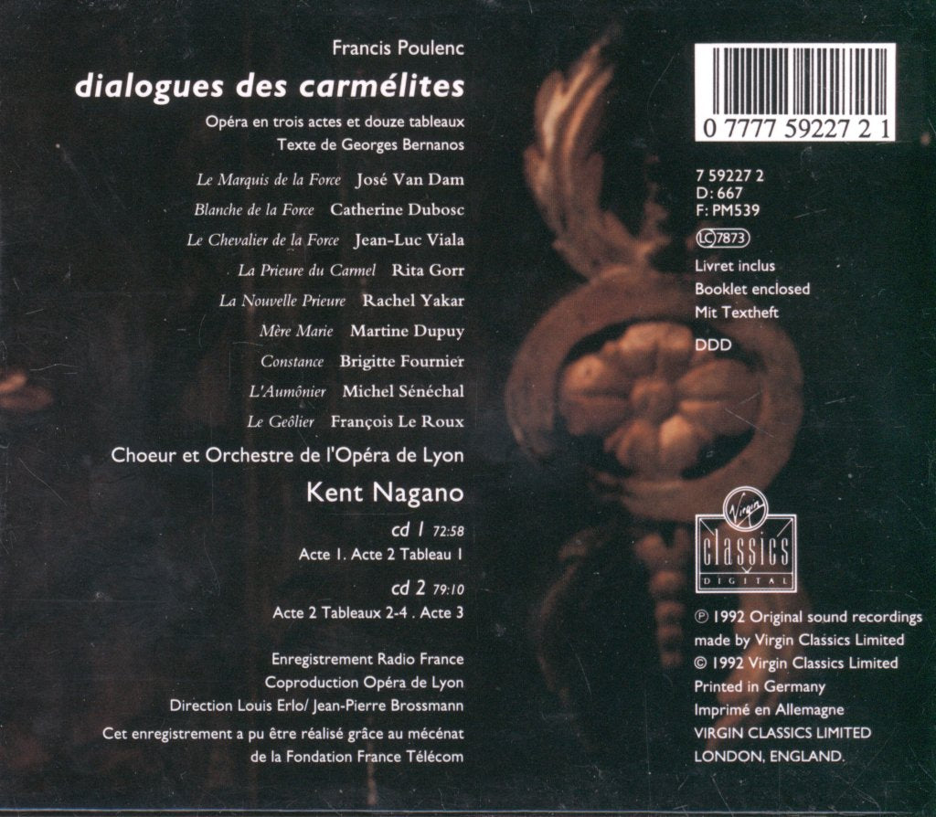 Orchestre De L'Opéra De Lyon, Kent Nagano - Poulenc - Dialogues Des Carmélites - Double Cd