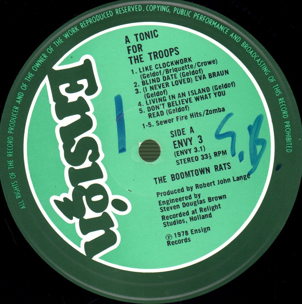 Boomtown Rats - A Tonic For The Troops - Lp