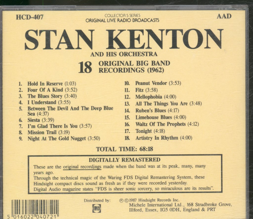 Stan Kenton And His Orchestra - 18 Original Big Band Recordings (1962) - Cd