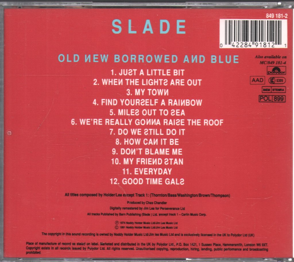 Slade - Old New Borrowed And Blue - Cd