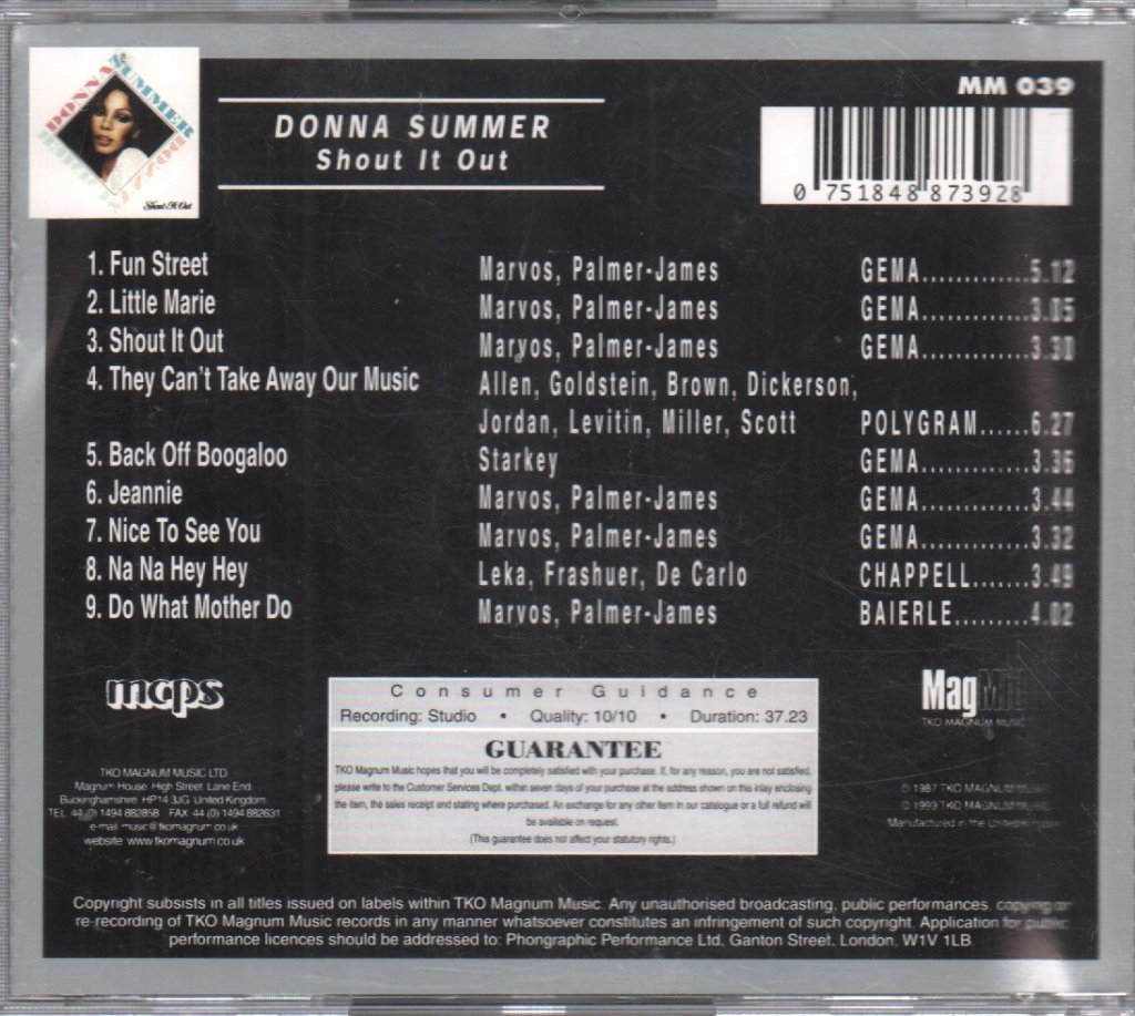 Donna Summer - Shout It Out - Cd