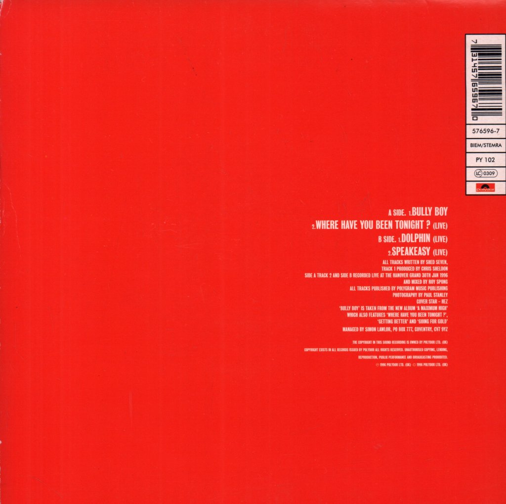 Shed Seven - Bully Boy - 7 Inch