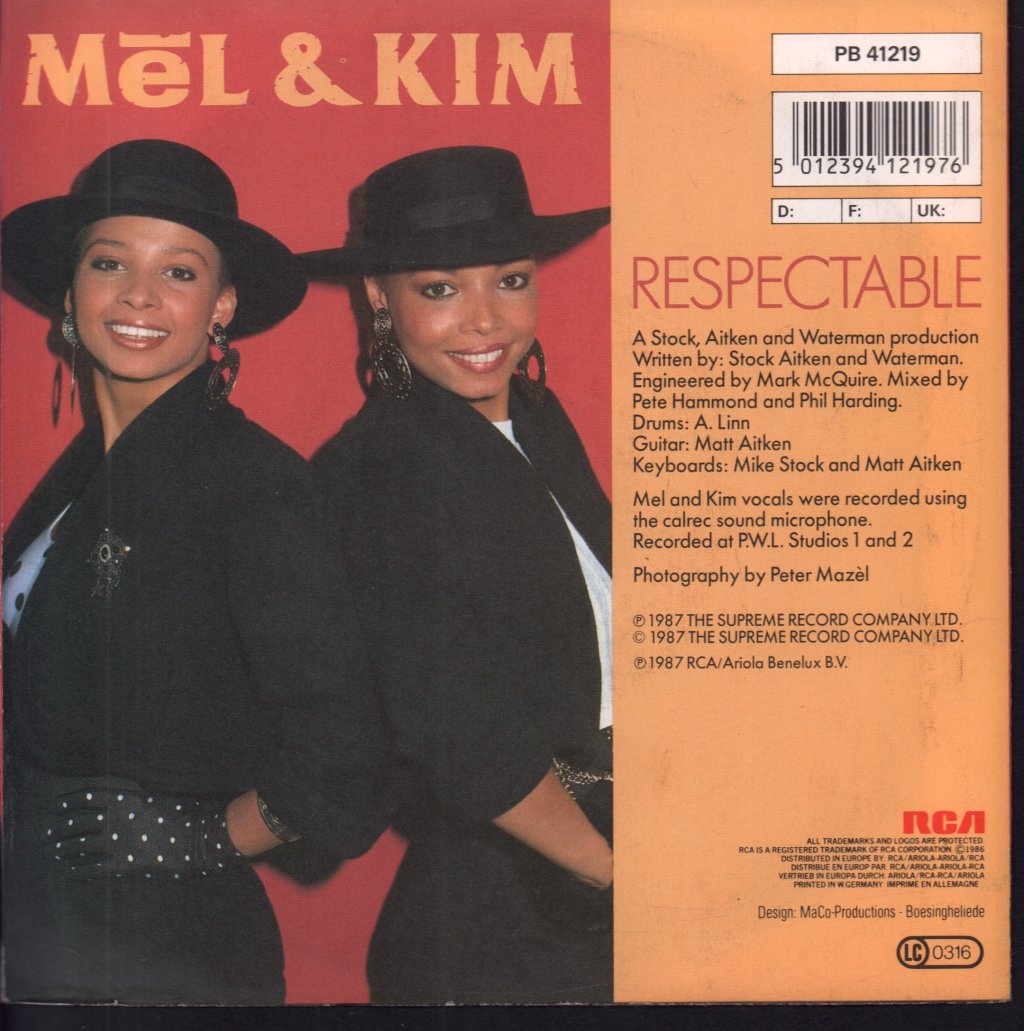 Mel And Kim - Respectable - 7 Inch