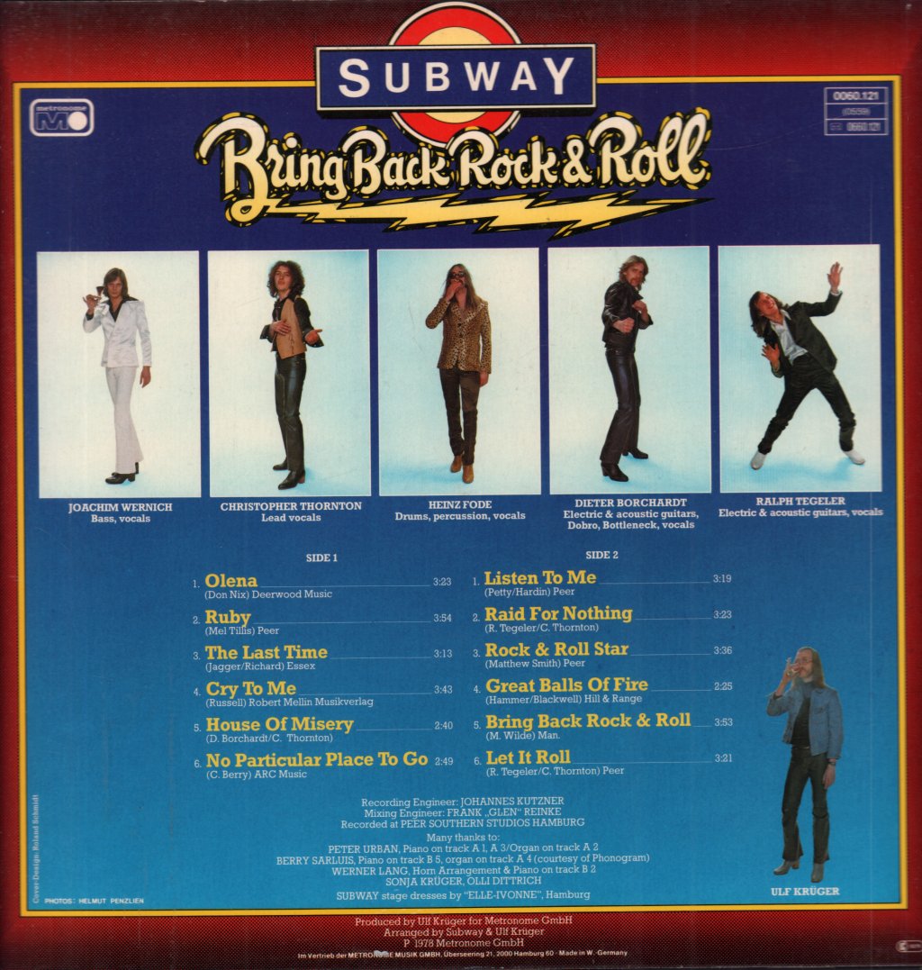 Subway (Rock Group) - Bring Back Rock And Roll - Lp