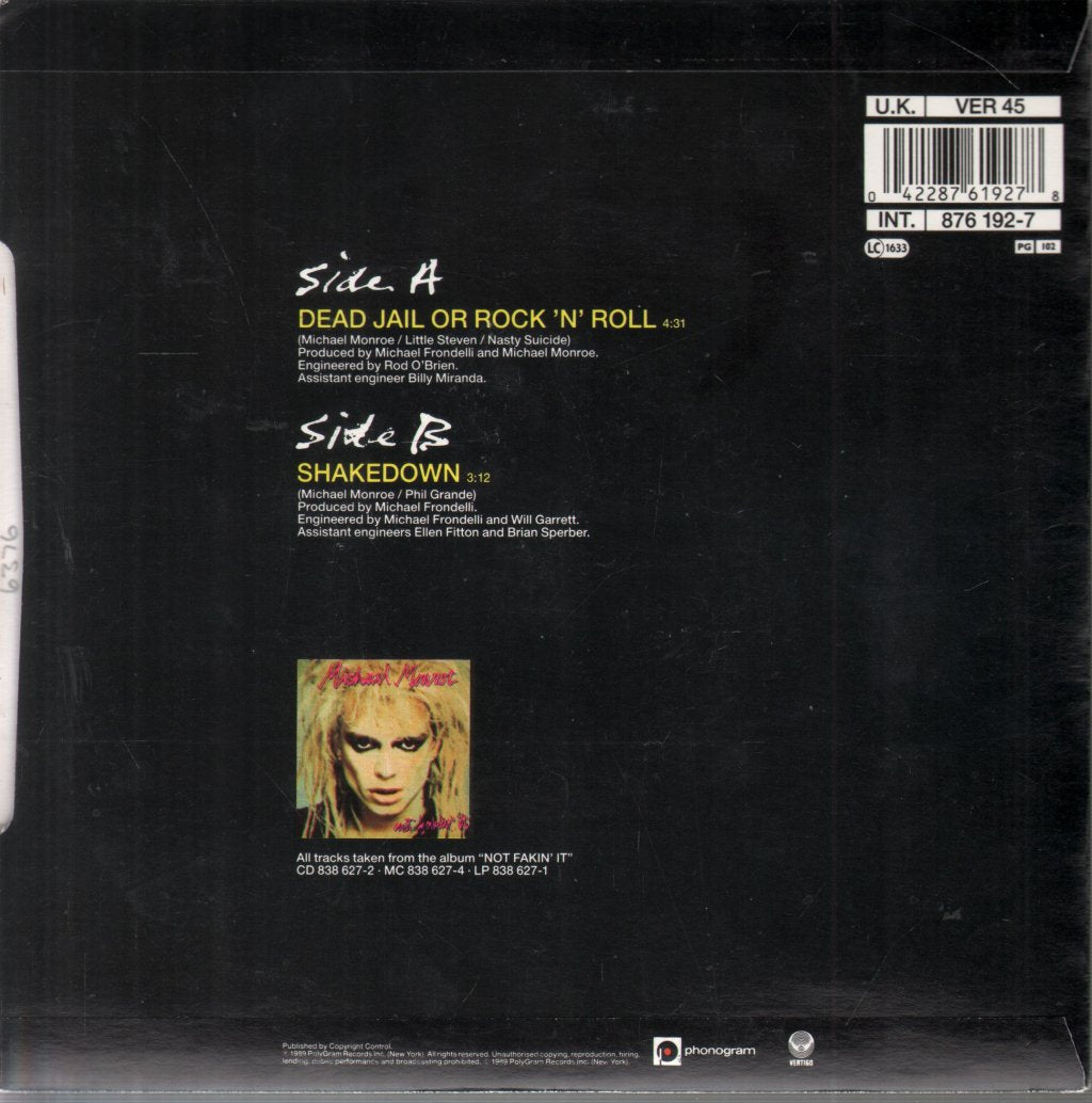 Michael Monroe - Dead, Jail Or Rock'N'Roll - 7 Inch