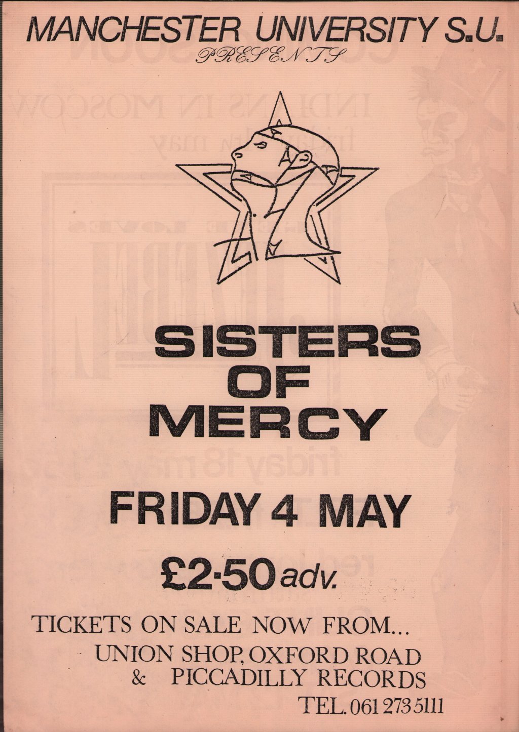 Sisters Of Mercy - Manchester University Student Union 4th May 1984 - Flyer