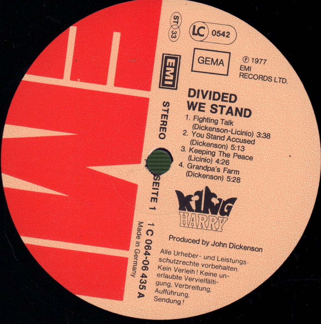 King Harry - Divided We Stand - Lp