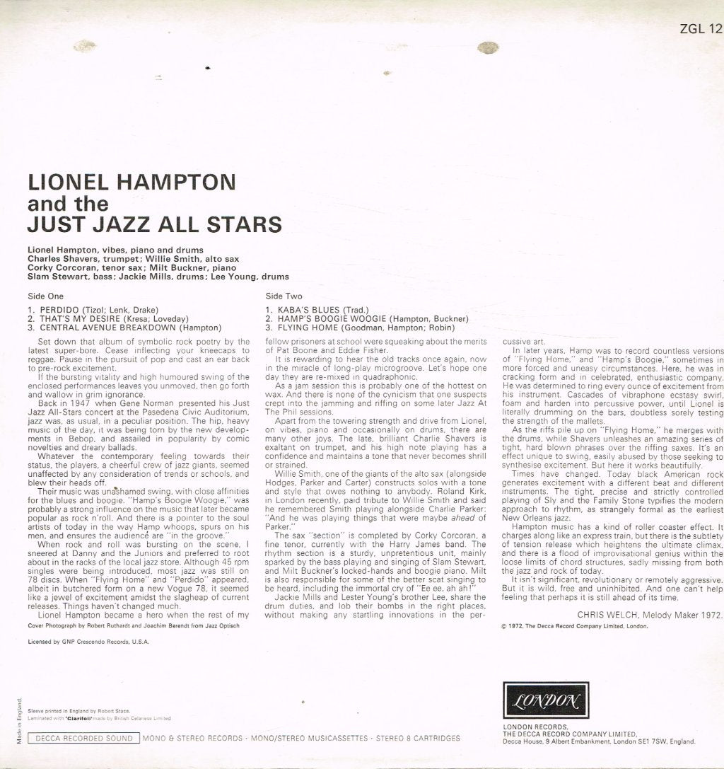 Lionel Hampton And The Just Jazz All Stars - Lionel Hampton And The Just Jazz All Stars - Lp