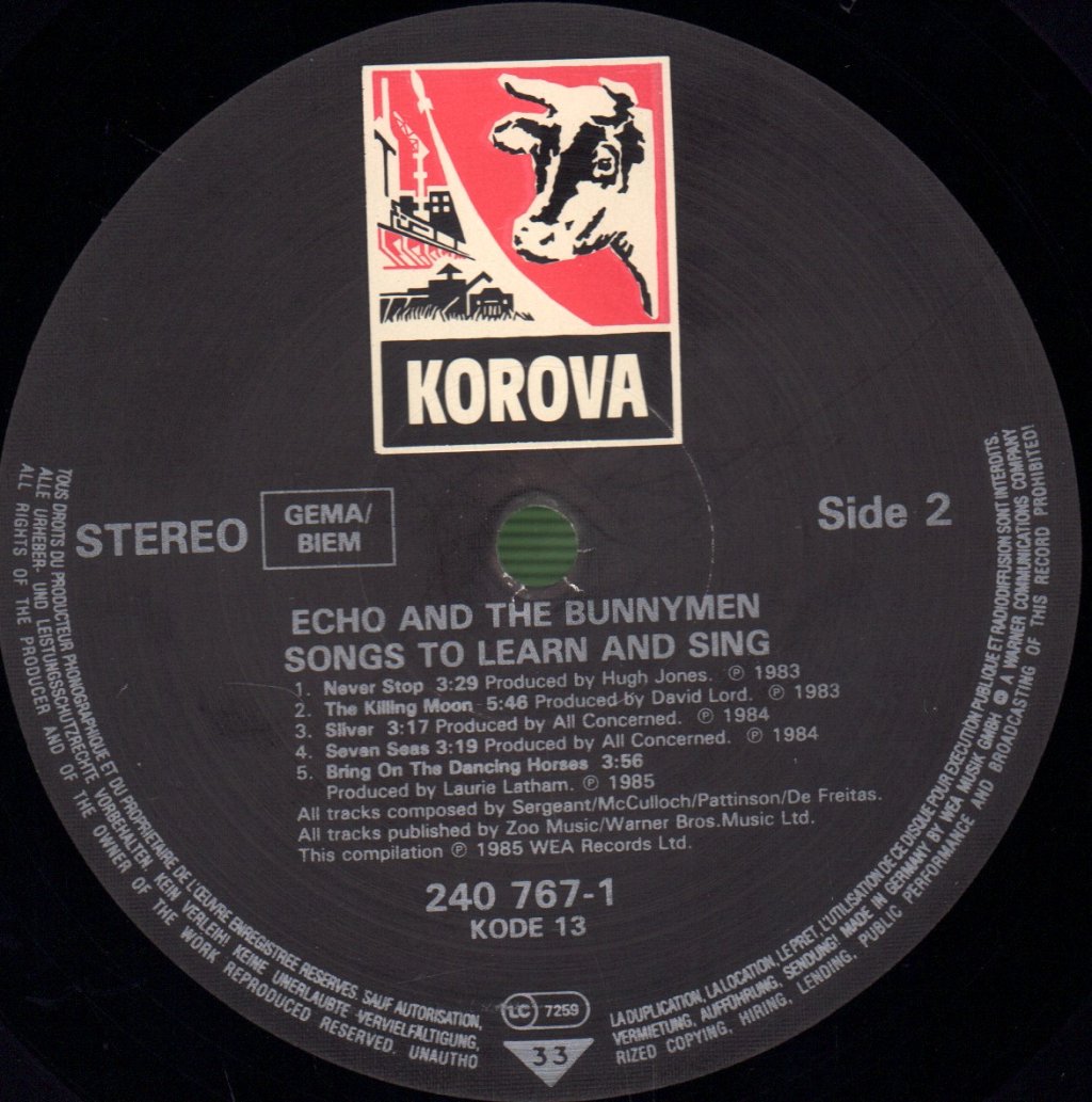Echo & The Bunnymen - Songs To Learn And Sing - Lp