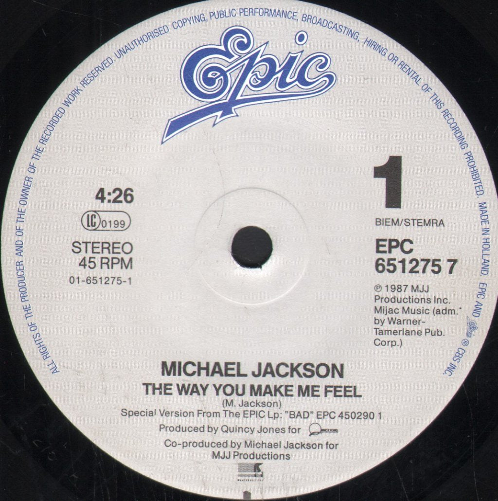 Michael Jackson - Way You Make Me Feel - 7 Inch
