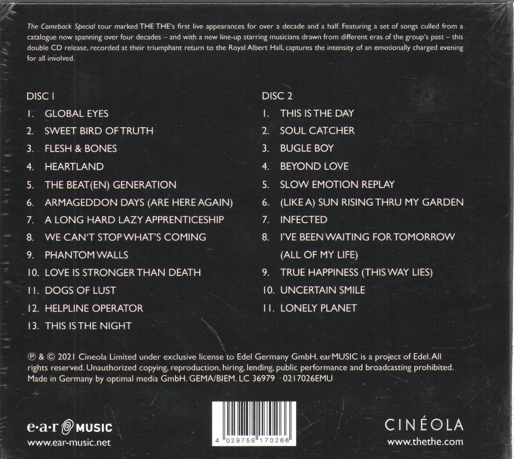 The The - Comeback Special (Live At The Royal Albert Hall) - Double Cd