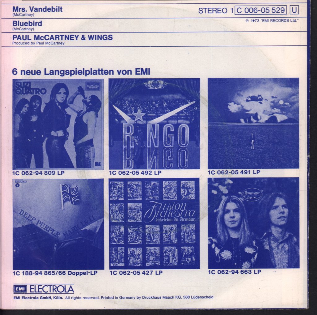 Paul McCartney And Wings - Mrs Vandebilt - 7 Inch