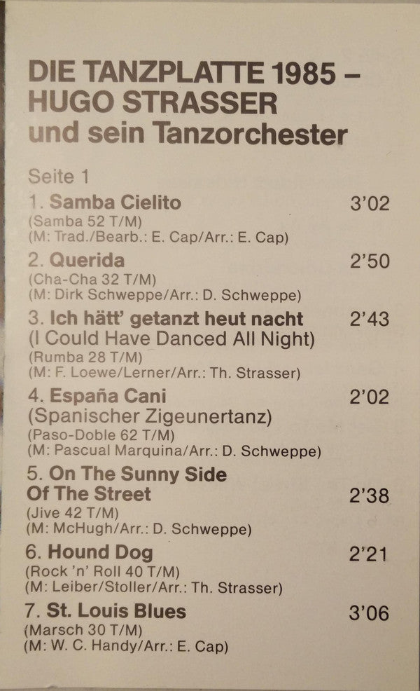 Hugo Strasser Und Sein Tanzorchester - Die Tanzplatte 1985 - Cassette