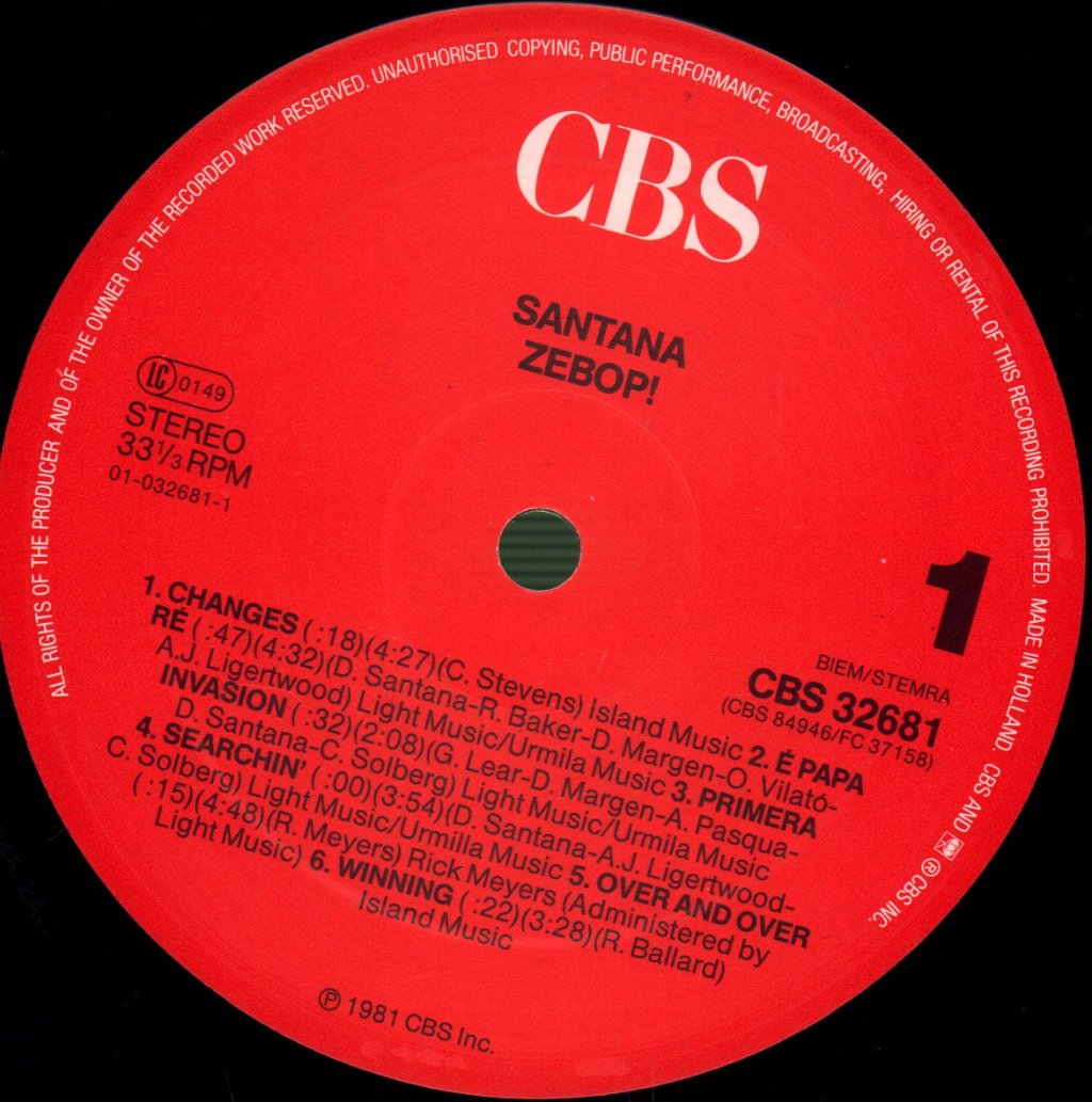 Santana - Zebop! - Lp