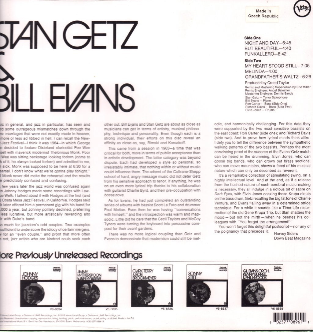 Stan Getz And Bill Evans - Stan Getz & Bill Evans - Lp