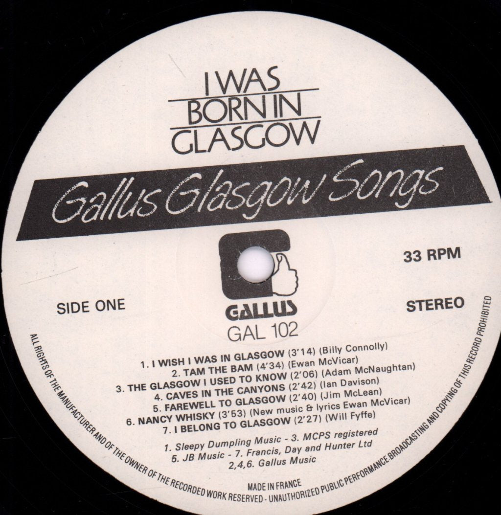 Iain Mackintosh Hamish Imlach Ewan McVicar Ian Davison Alan Tall - I Was Born In Glasgow - Lp