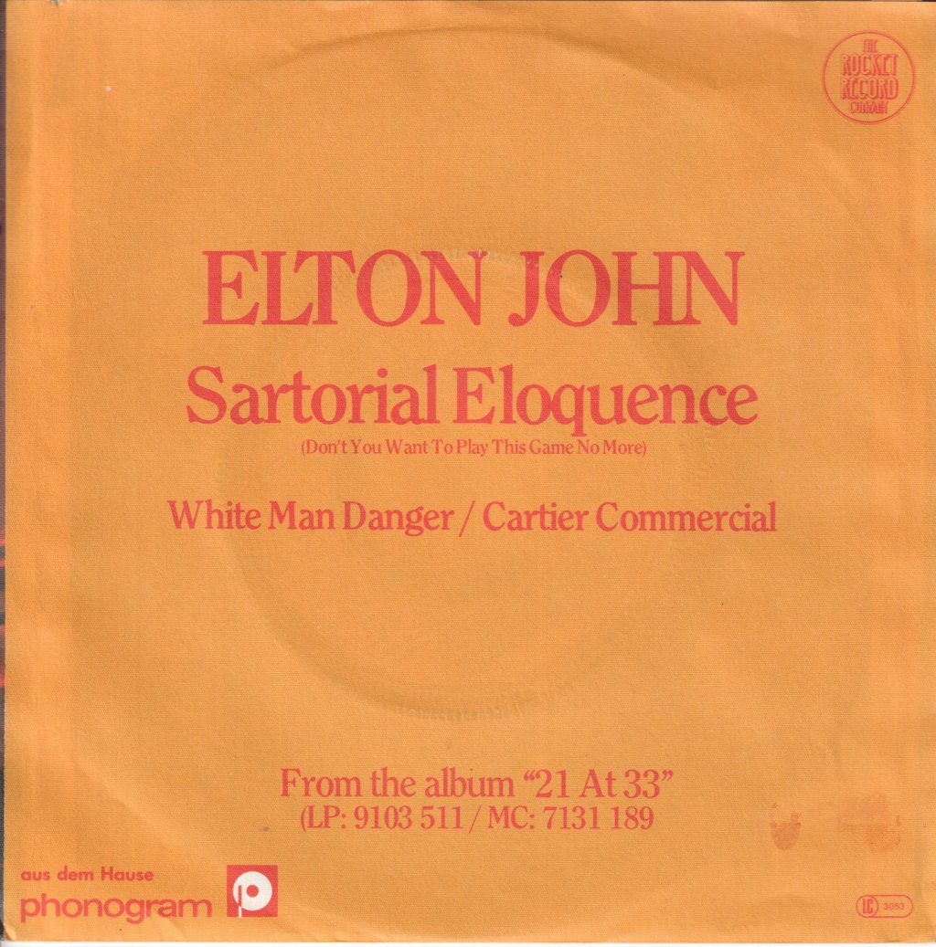 Elton John - Sartorial Eloquence - 7 Inch