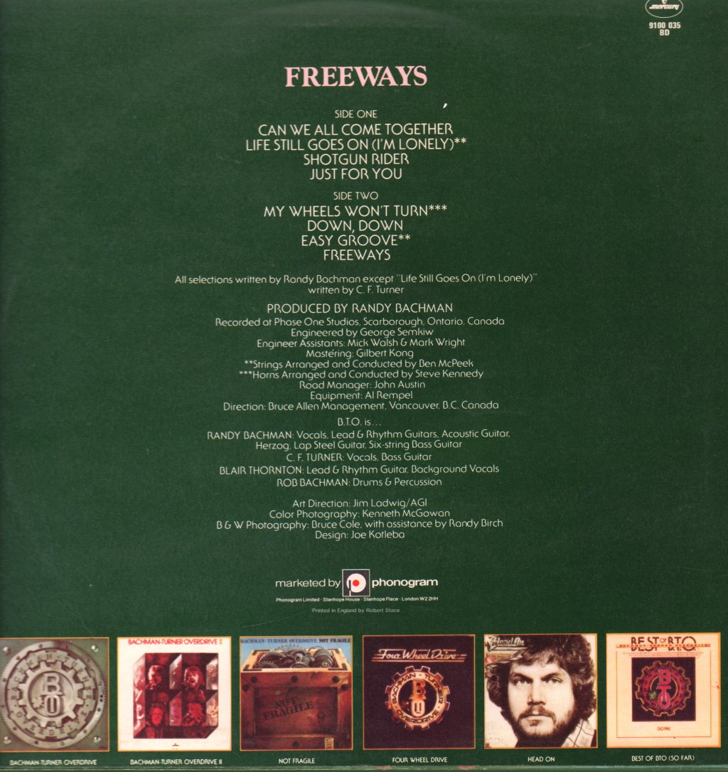 Bachman-Turner Overdrive - Freeways - Lp