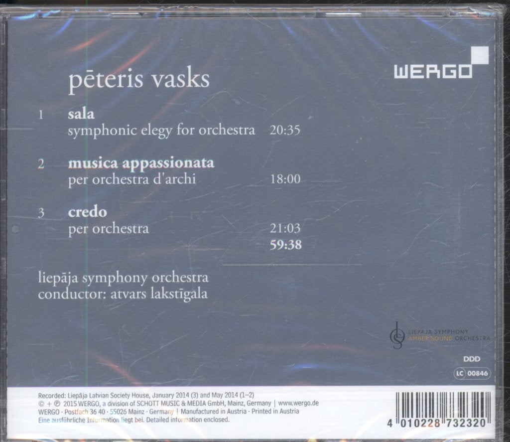 Pēteris Vasks, Liepāja Symphony Orchestra - Pēteris Vasks - Sala / Musica Appassionata / Credo - Cd