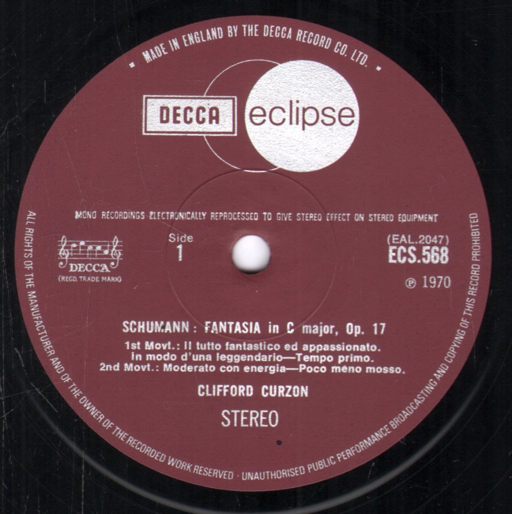 Clifford Curzon - Schumann - Fantasia In C Major / Kinderscenen - Lp