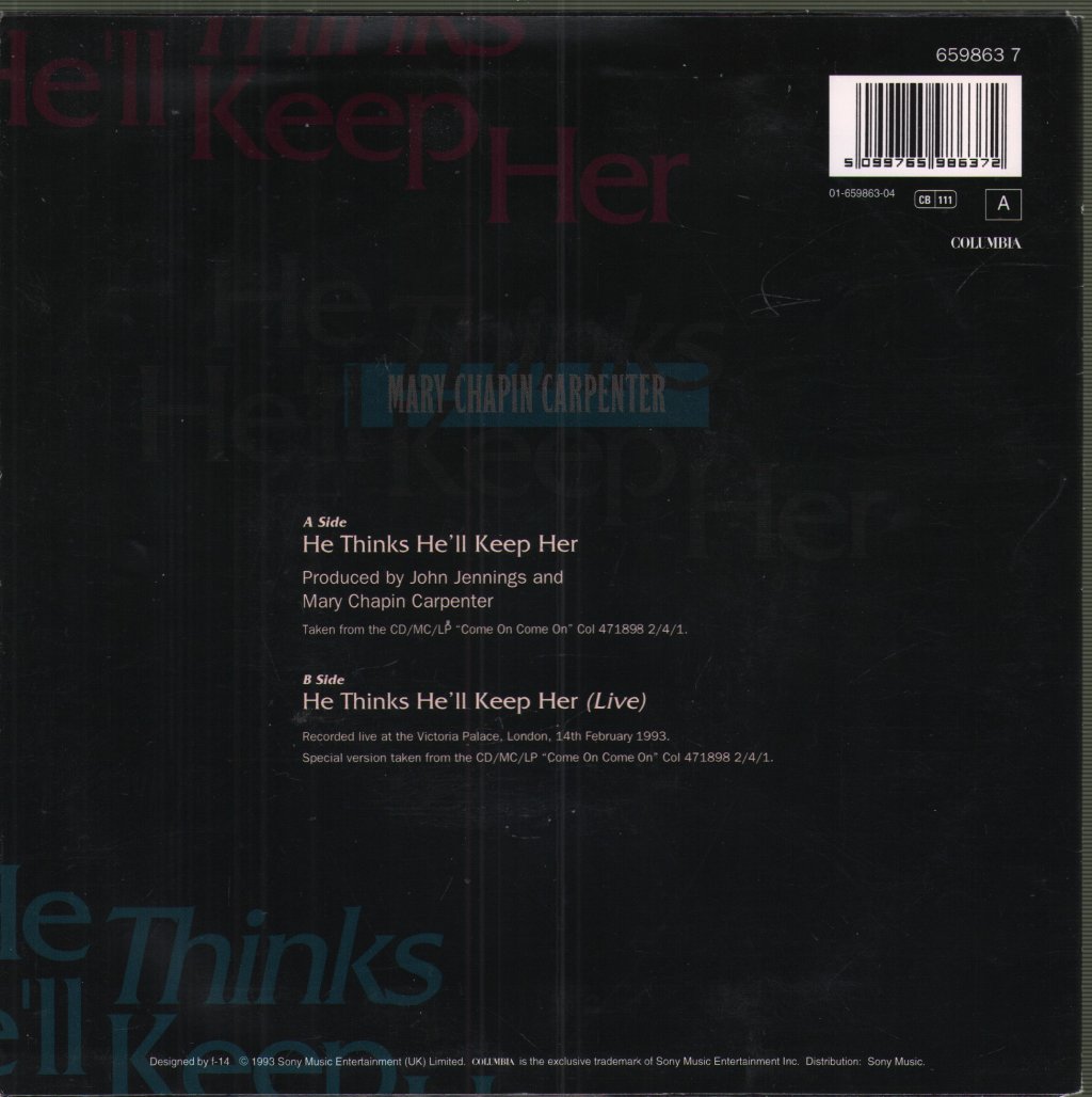 Mary Chapin Carpenter - He Thinks He'll Keep Her - 7 Inch
