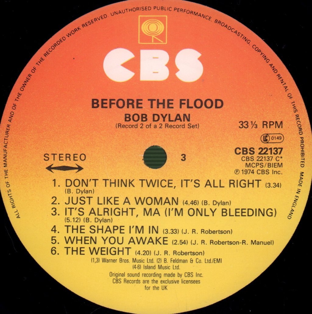 Bob Dylan and The Band - Before The Flood - Double Lp