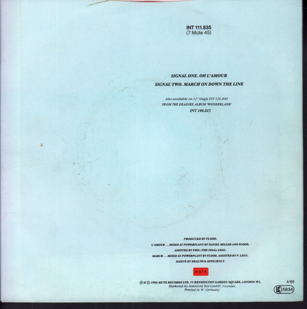 Erasure - Oh L'amour - 7 Inch