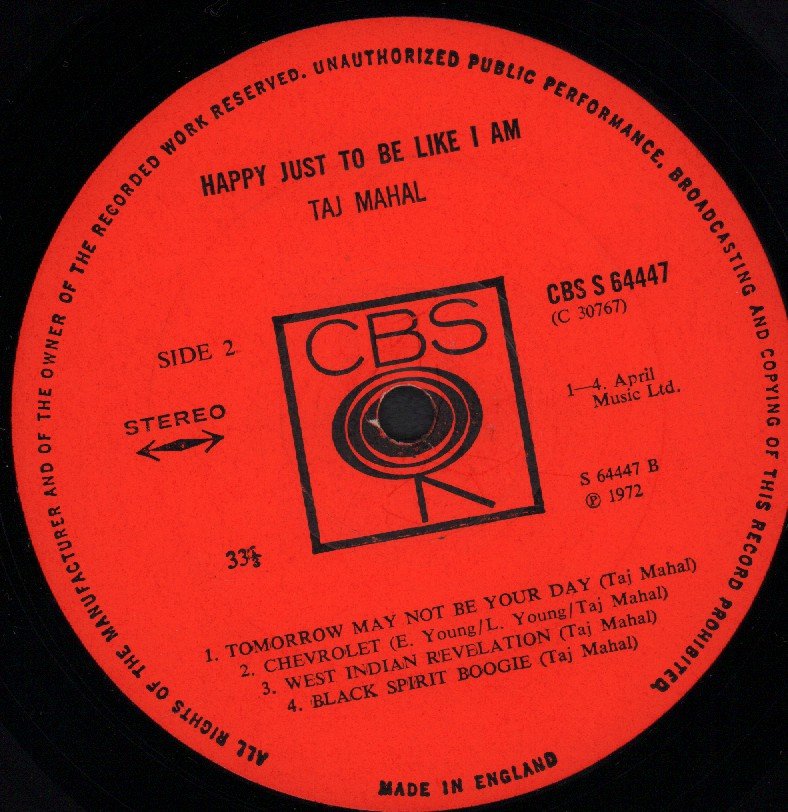 Taj Mahal - Happy Just To Be Like I Am - Lp