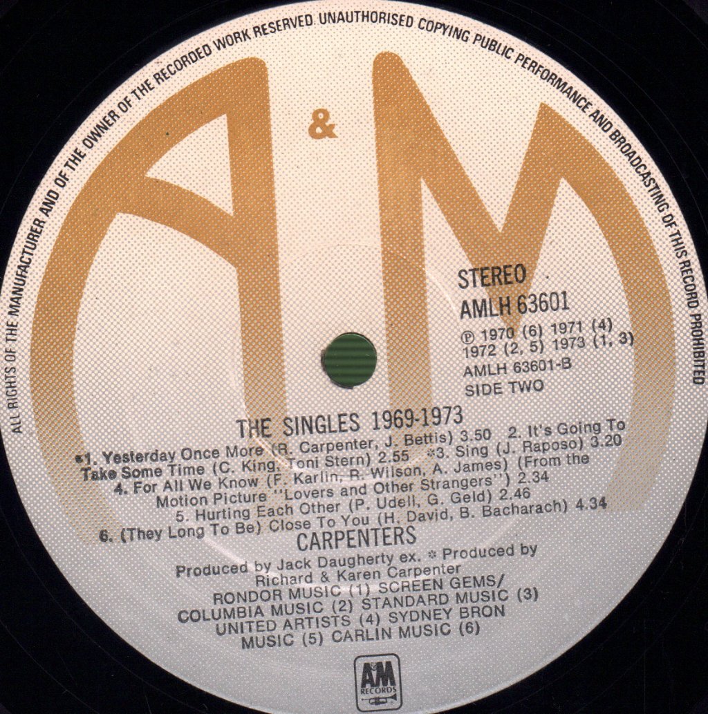 Carpenters - Singles 1969-1973 - Lp