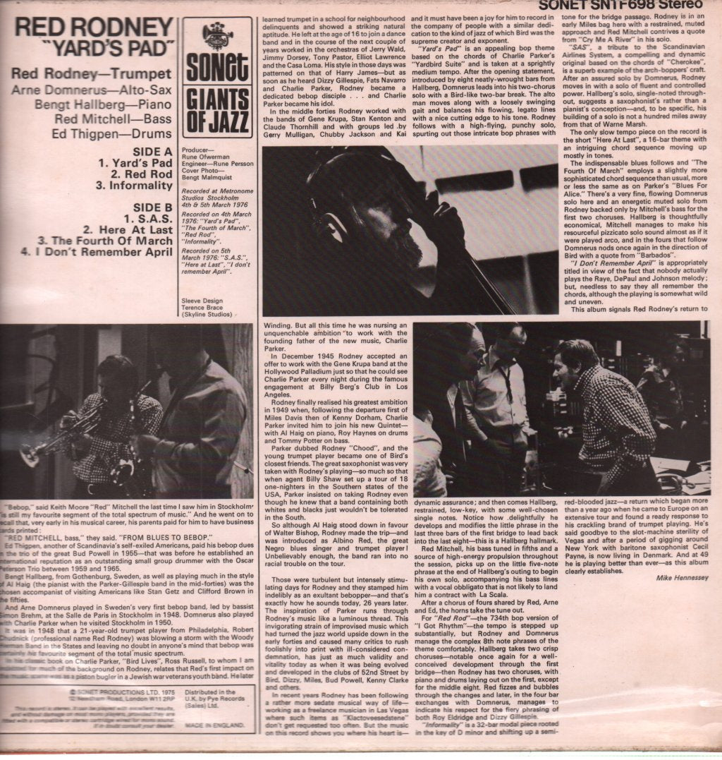 Red Rodney - Yard's Pad - Lp