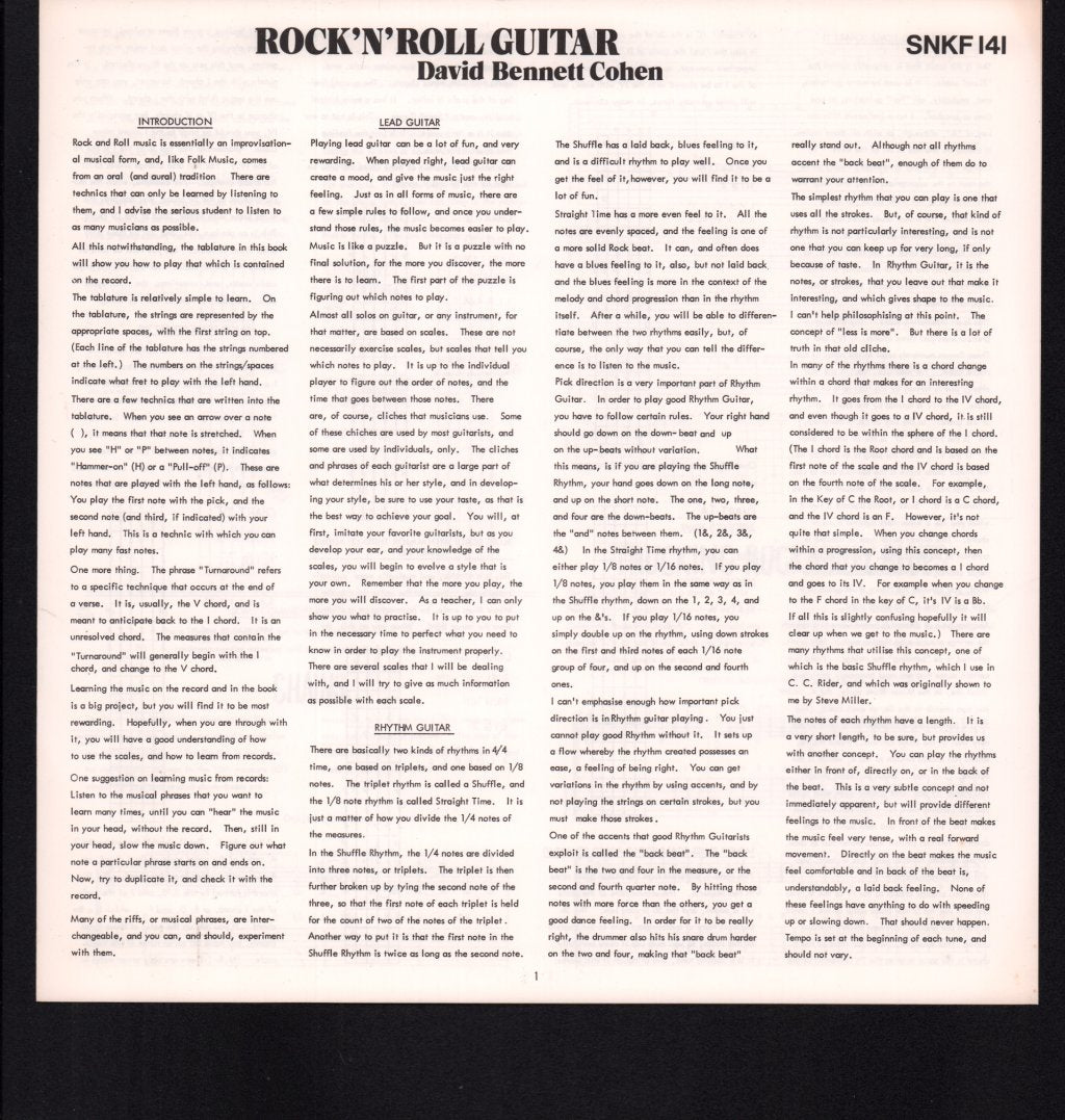 David Bennett Cohen - Rock N Roll Guitar - Lp