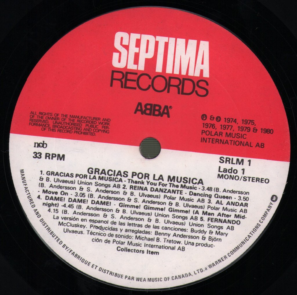ABBA - Gracias Por La Musica - Lp